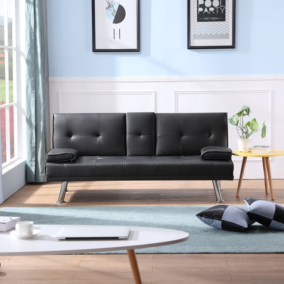 Futon Sofa Bed, Convertible Couch Bed Loveseat, Modern Futon Recliner Sleeper, Small Lazy Futon Set for Living Room, Office, Apartment