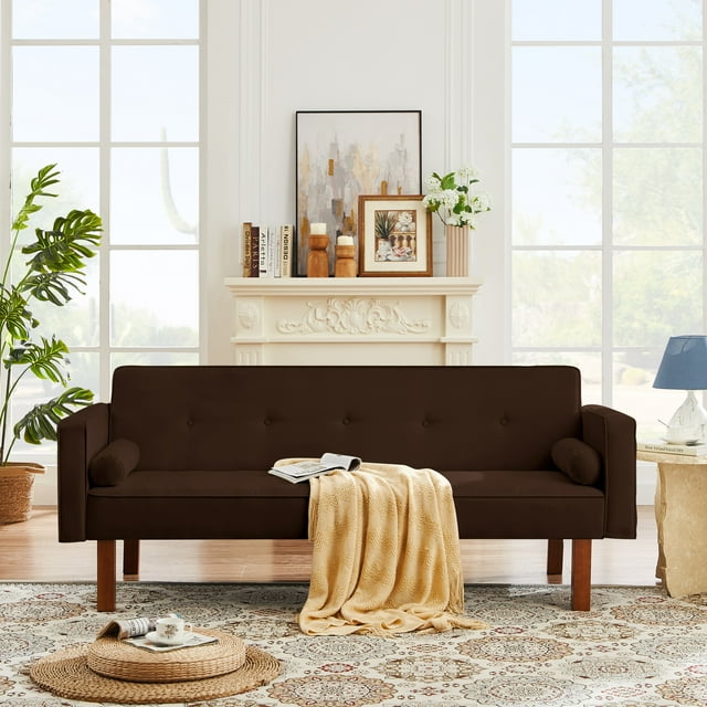 Walmart Futon Sofa Bed Convertible with Armrests, Modern Linen Fabric