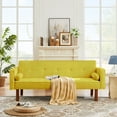 thumbnail image 1 of Futon Sofa Bed Convertible Couch Bed with Armrests,Modern Living Room Fabric Linen Sofa Bed,Folding Recliner Futon Couch Sleeper Set,Yellow, 1 of 6