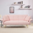 thumbnail image 1 of Futon Sofa Bed,Convertible Double Sofa Bed with Folding Armrests for Living Rooms and Small Spaces,Pink, 1 of 6