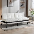 thumbnail image 1 of Futon Sofa Bed, Convertible Sleeper Couch Memory Foam Small Splitback Loveseat for Living Room, Modern Upholstered Sofa Couch with Adjustable Backrest for Living Room Home Office, Cream White, 1 of 9