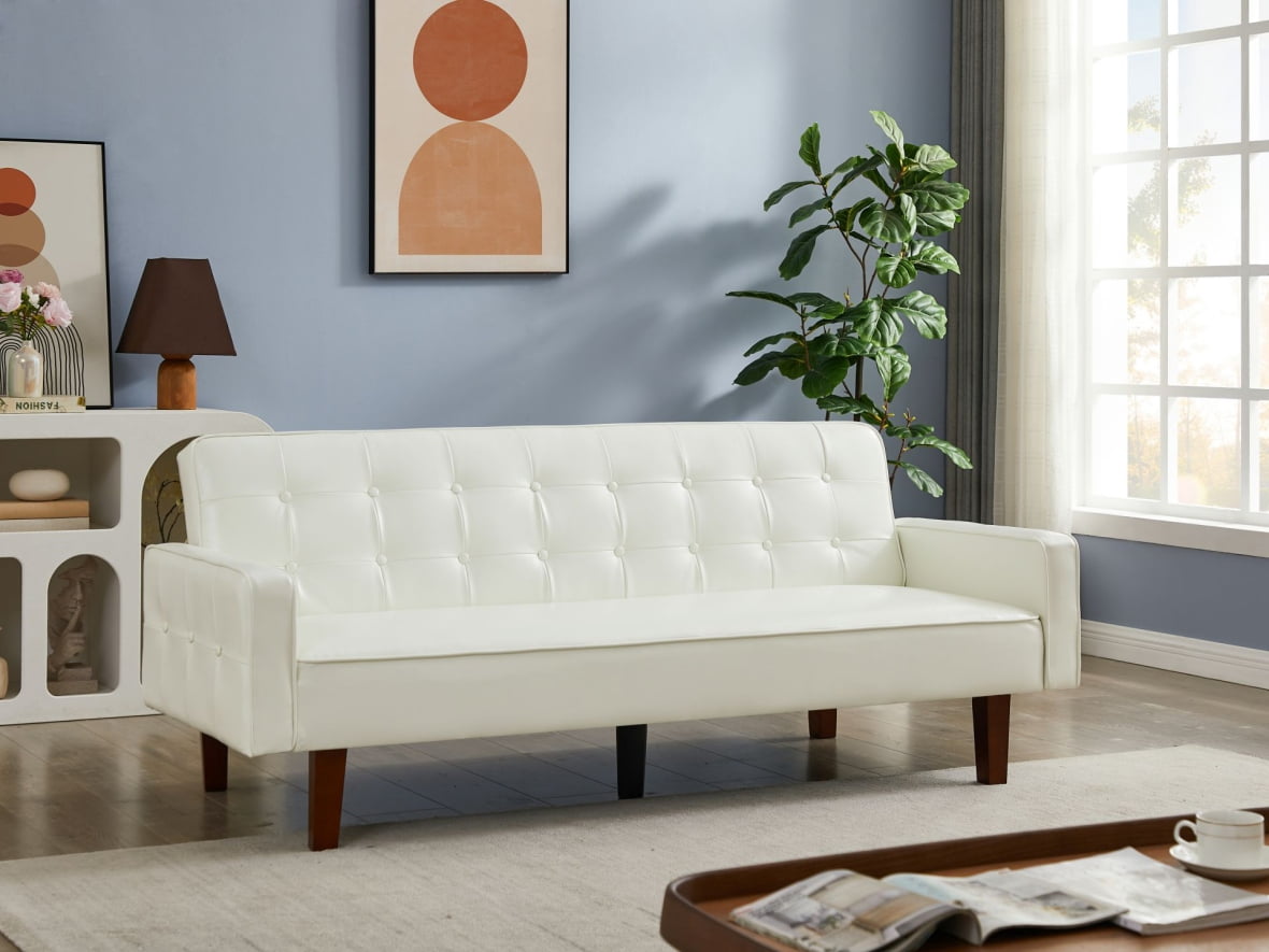 Futon Sofa Bed, Convertible Sleeper Sofa, Loveseat Couch PU Leather ...