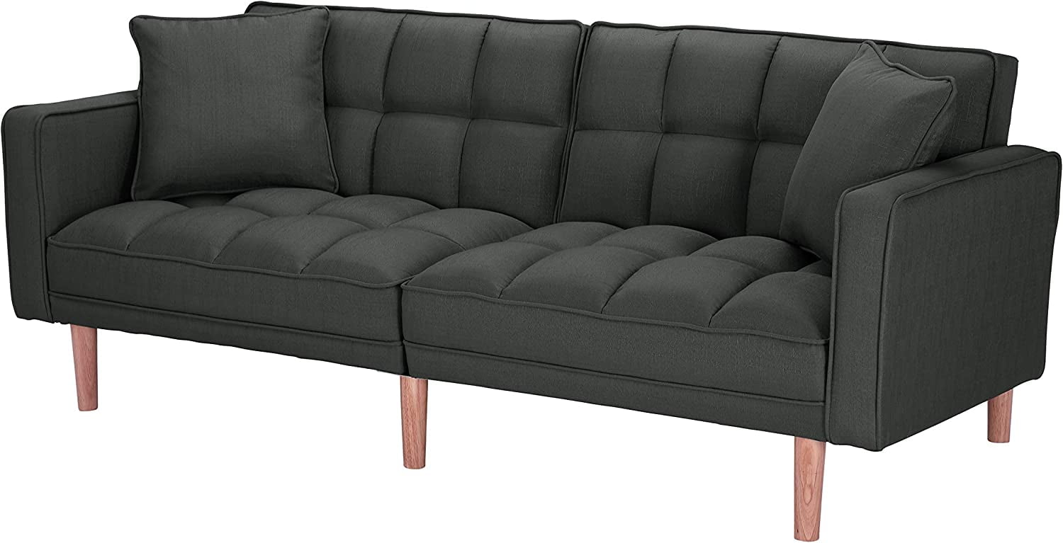 Futon Sofa Bed Convertible Sofa Bed MidCentury Modern Sleeper Sofa for Living Room (Dark Grey