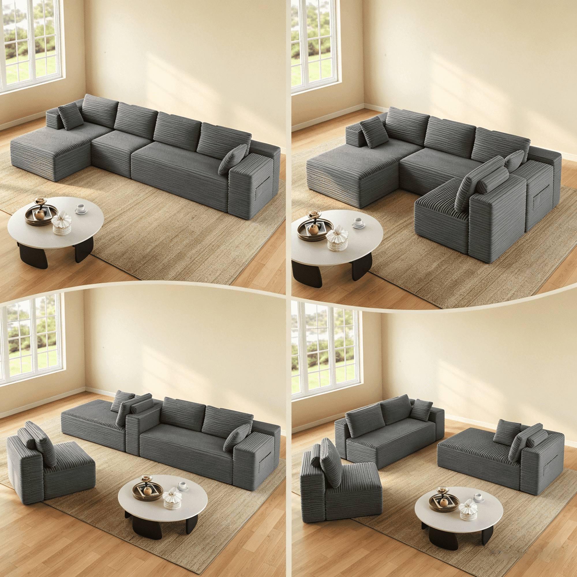 Lofka Convertible Couch and Sofa and L Shaped Sectional Sofa Bed for Living Room Dark Gray, Free Assembly