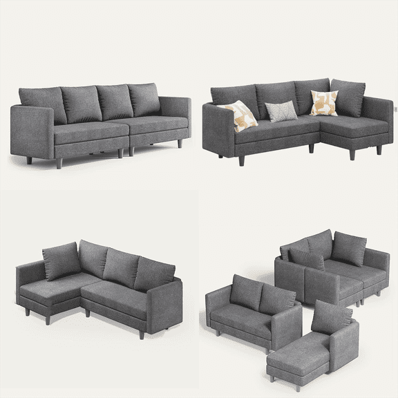 Lofka Convertible Couch and Sofa and L Shaped Sectional Sofa Bed for Living Room Dark Gray