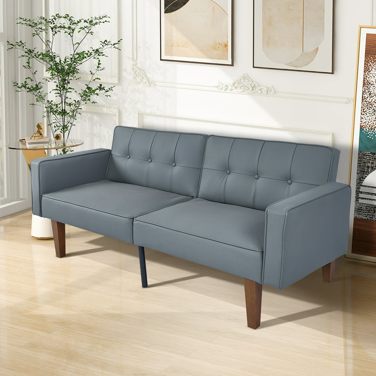 Futon Sofa Bed Memory Foam Futon Mid Century Modern Convertible Sofa Bed Dark Gray