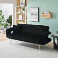 thumbnail image 1 of Futon Sofa Bed,Modern Corduroy Folding Futon Set Convertible Recliner Lounge for Living Room with 2 Cup Holders,Black, 1 of 7