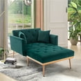 thumbnail image 1 of Futon Sofa Bed, Modern Velvet Chaise Lounge with Iron Legs for Living Room, Bedroom, Holds Up to 400lbs, Green, 1 of 7