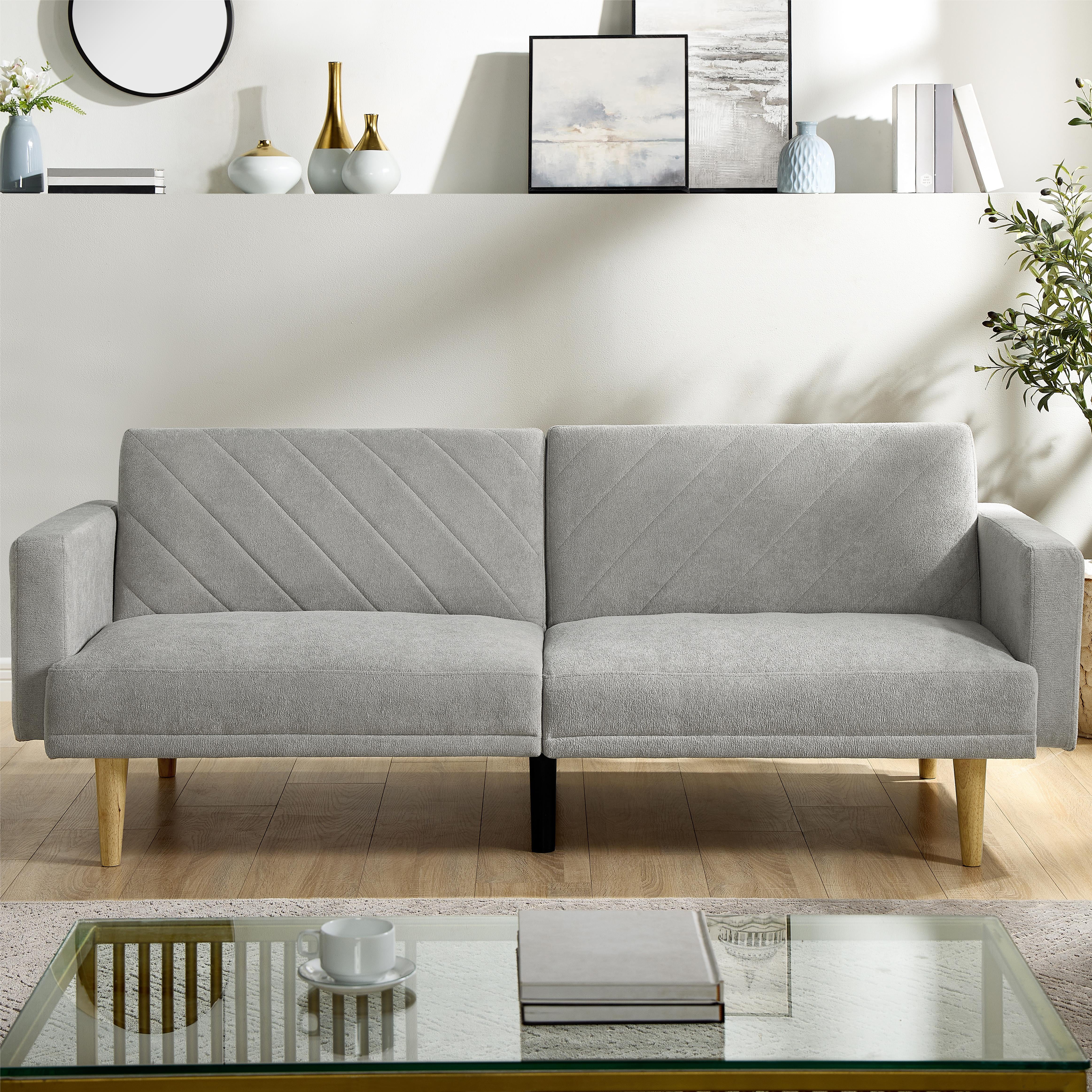 Bianlte Futon Sofa Bed Mid Century Modern Couch Convertible Sleeper Sofa for Living Room Gray Size 76.40 inch x 34.00 inch x 27.60 inch