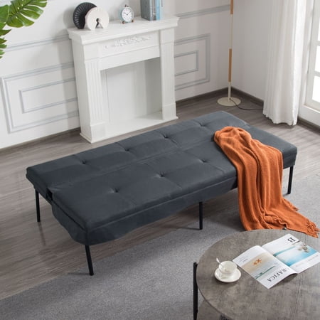 Futon Sofa Bed Twin Size Convertible Futon with 5-Position Adjustable Backrest Sturdy Metal Frame for Living Room Office Dorm