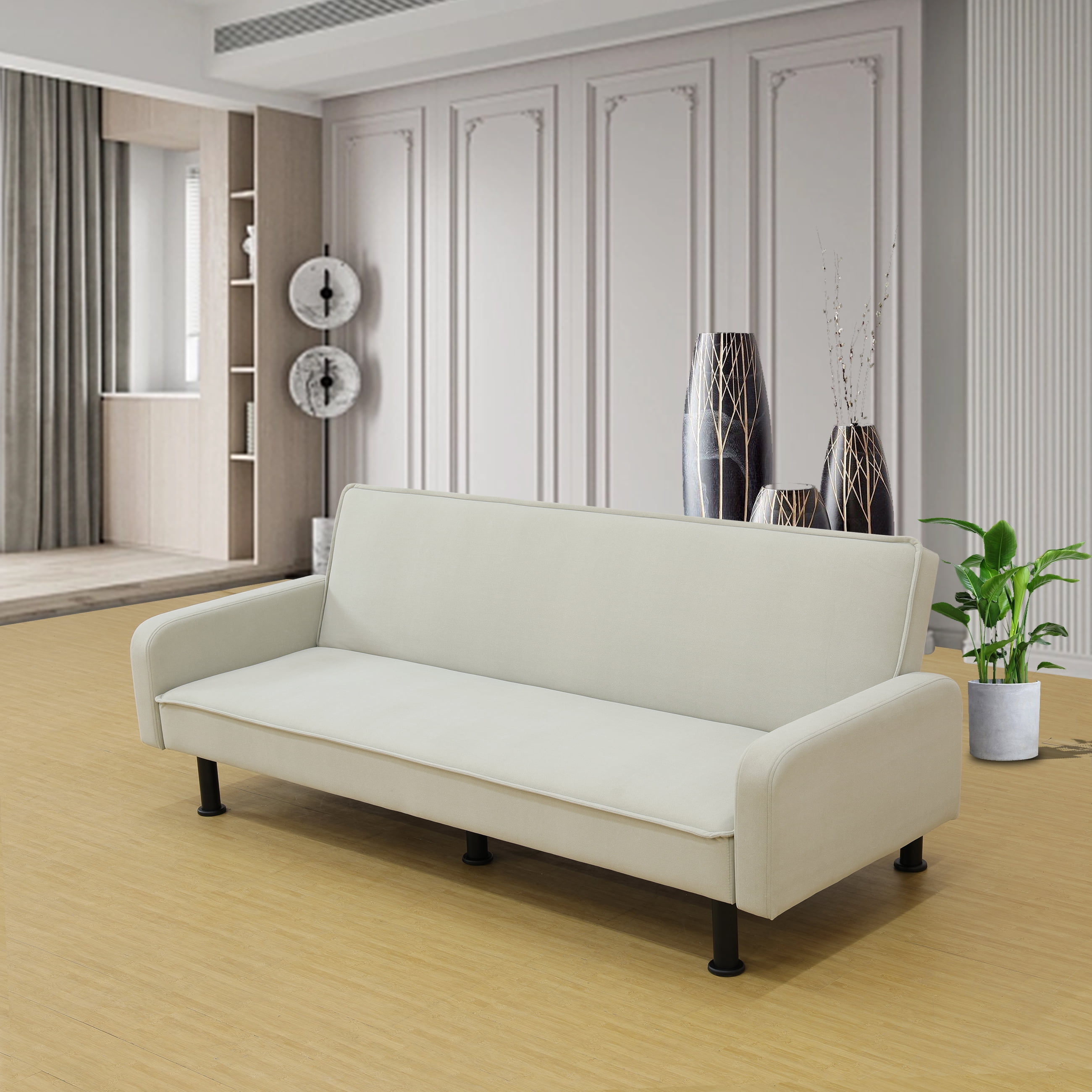 Futon Sofa Bed, Velvet Comfy Futon Couch Bed Convertible Sleeper Sofa