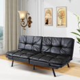 thumbnail image 1 of Futon Sofa Bed With Adjustable Backrests Sleeper Couch With Adjustable Armrests Convertible Sofa Couch Bed For Small Space Apartment Living Room Black, 1 of 8