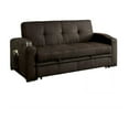 thumbnail image 1 of Futon Sofa- Brown Fabric Upholstery- Pull Out Base- Button Tufting, 1 of 5