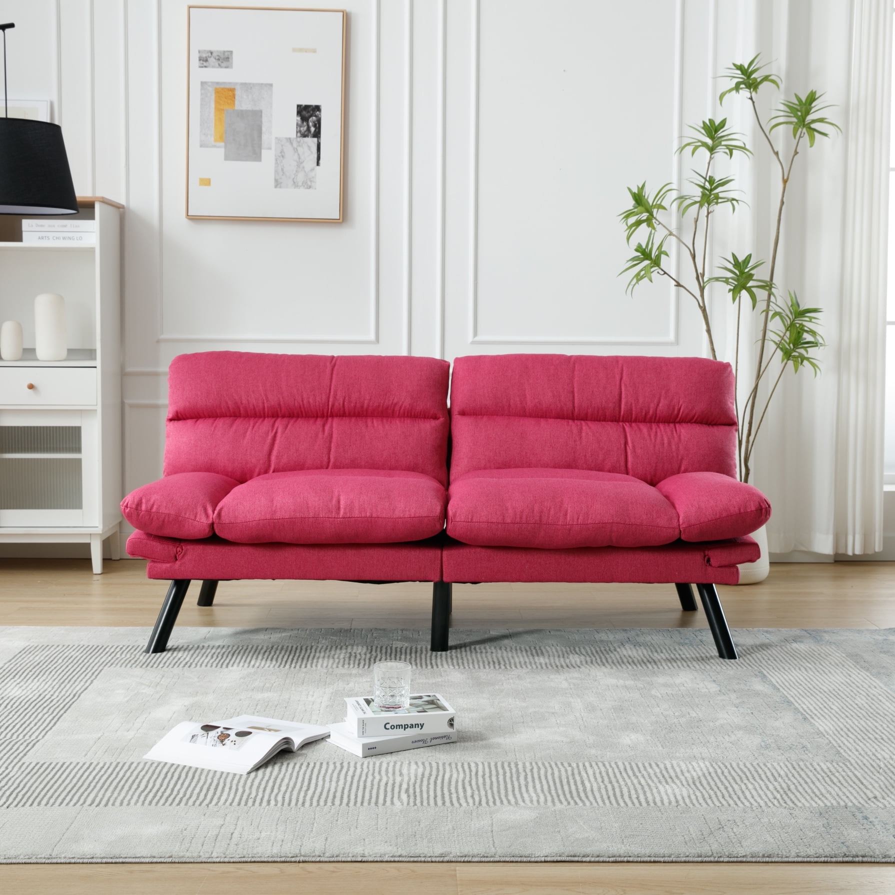Futon Sofa Couch Bed Velvet Convertible Sleeper Futon Couch with Adjustable Backrest and 6 Metal Feet Modern Loveseat Sofa Bed Accent Sofa for Small Space Living Room Apartment Office Green Walmart ...