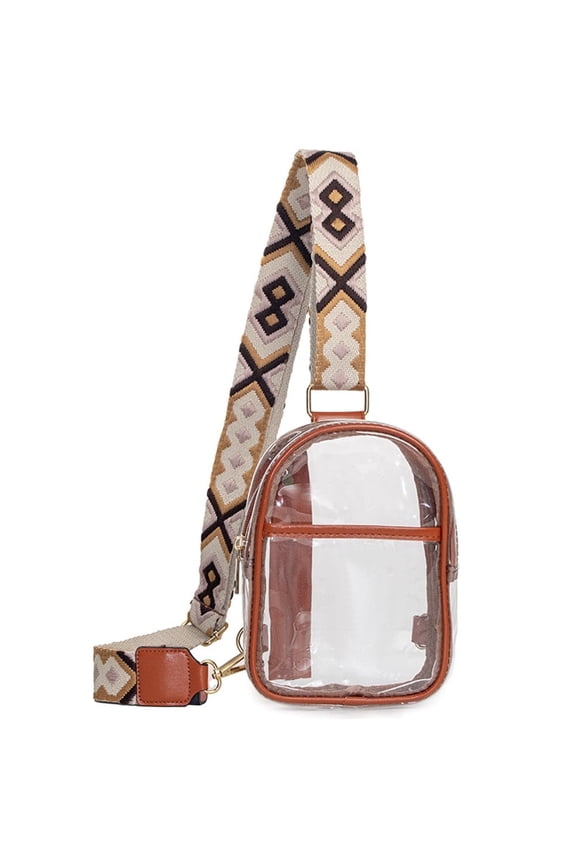 PVC Shoulder Bag, Adjustable Strap, Dark Brown, 1-Piece