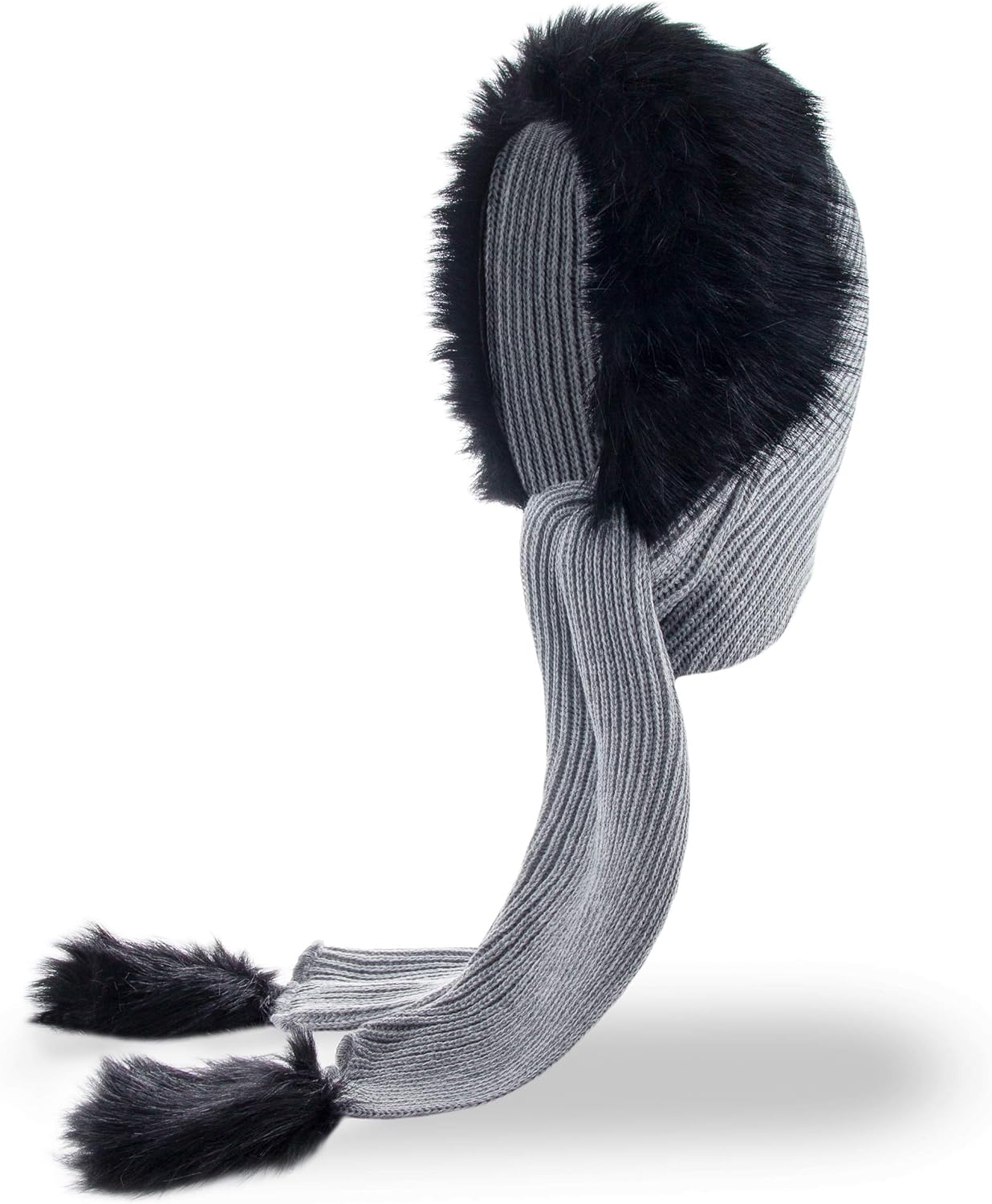 Futrzane Faux Fur Hooded Scarf for Women Versatile Knitted Cowl for