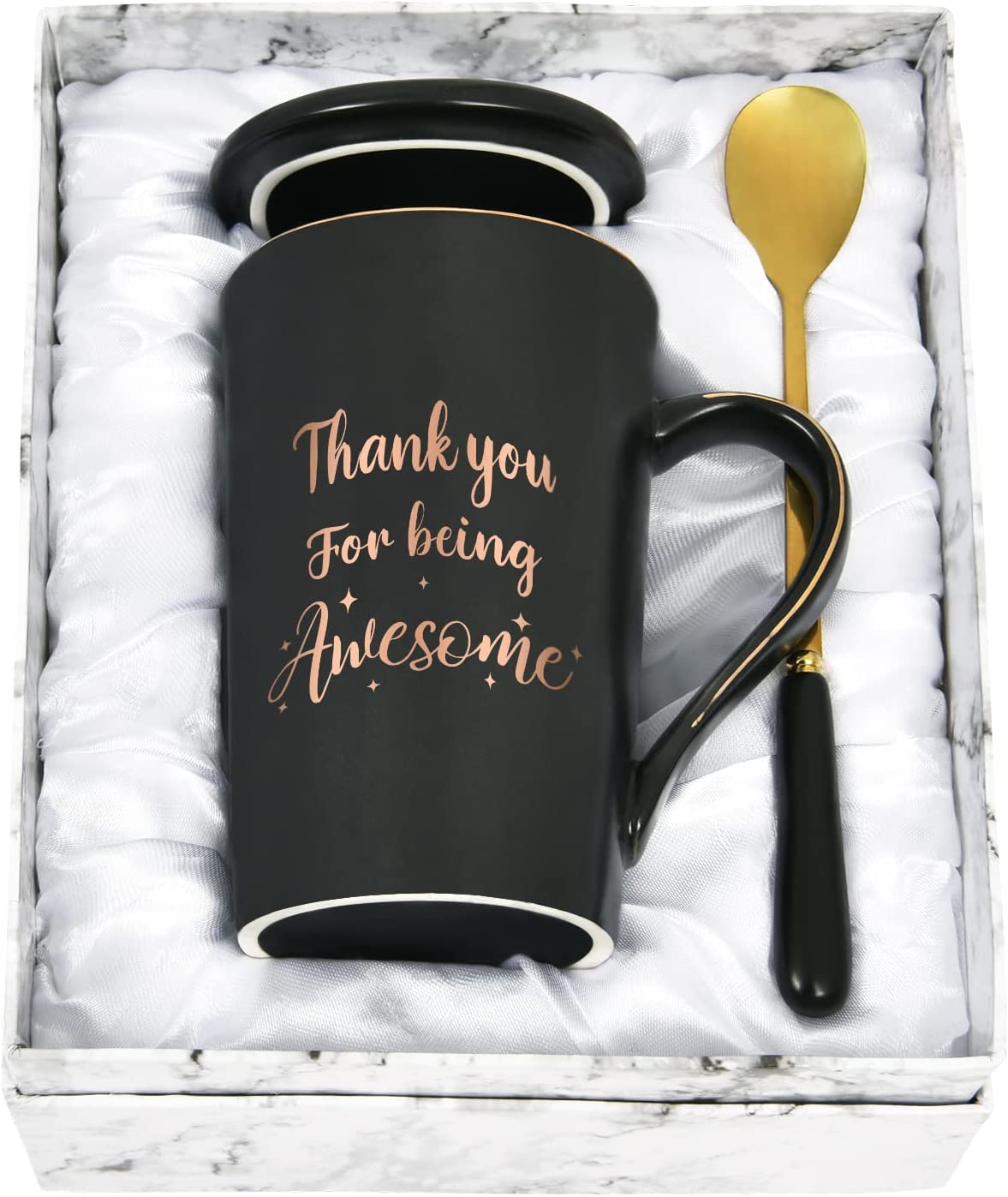 Futtumy Black 14 fl oz Coffee Mugs Ceramic Mug Tea Cup, Thank You for Being Awesome Mug, Inspirational Christmas Birthday Gifts for Men Women Friends, Thank You Gifts for Mug - image 1 of 10