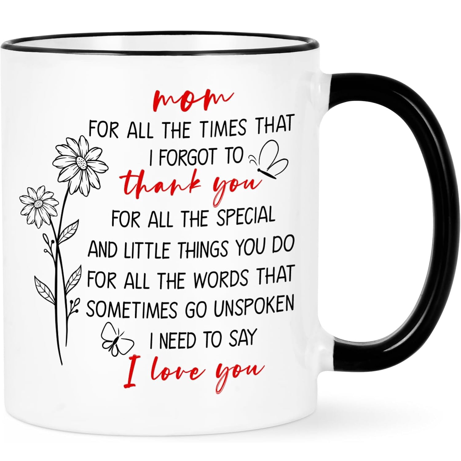 Gifts for Mom - I Love You Mom Mugs, Mothers Day Gifts, Mom Gifts, Mugs Gifts for Mom, Birthday Gifts, Futtumy 11 fl oz White Coffee Mugs Ceramic Mug Tea Cup