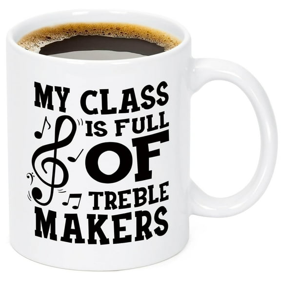 Gifts for Teacher, My Class Is Full of Treble Makers Mug, Music Teacher Gifts, Graduation Gift for Teachers, Futtumy White Coffee Mugs Ceramic Mug Tea Cup, 11 fl oz