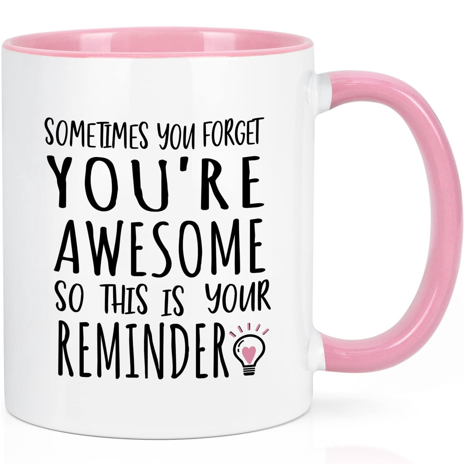 Futtumy Thank You Gifts, Sometimes You Forget You're Awesome Mugs Gifts, Inspirational Gifts, Birthday Gifts, Christmas Gifts, White Pink 11 fl oz Coffee Mugs Ceramic Mug Tea Cup