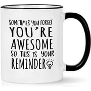 Futtumy Thank You Gifts, Sometimes You Forget You're Awesome Mugs Gifts, Inspirational Gifts for Men Women, Birthday Gifts, Christmas Gifts, White Black 11 fl oz Coffee Mugs Ceramic Mug Tea Cup