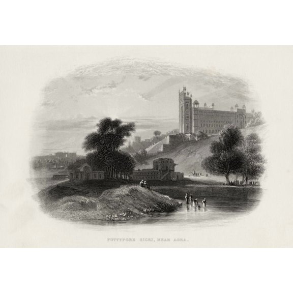 Futtypore Sicri Near Agra India From A 19Th Century Print Canvas Art - Ken Welsh  Design Pics (17 x 12)