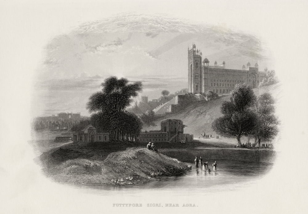 Futtypore Sicri Near Agra India From A 19Th Century Print Canvas Art - Ken Welsh Design Pics (34 x 24)