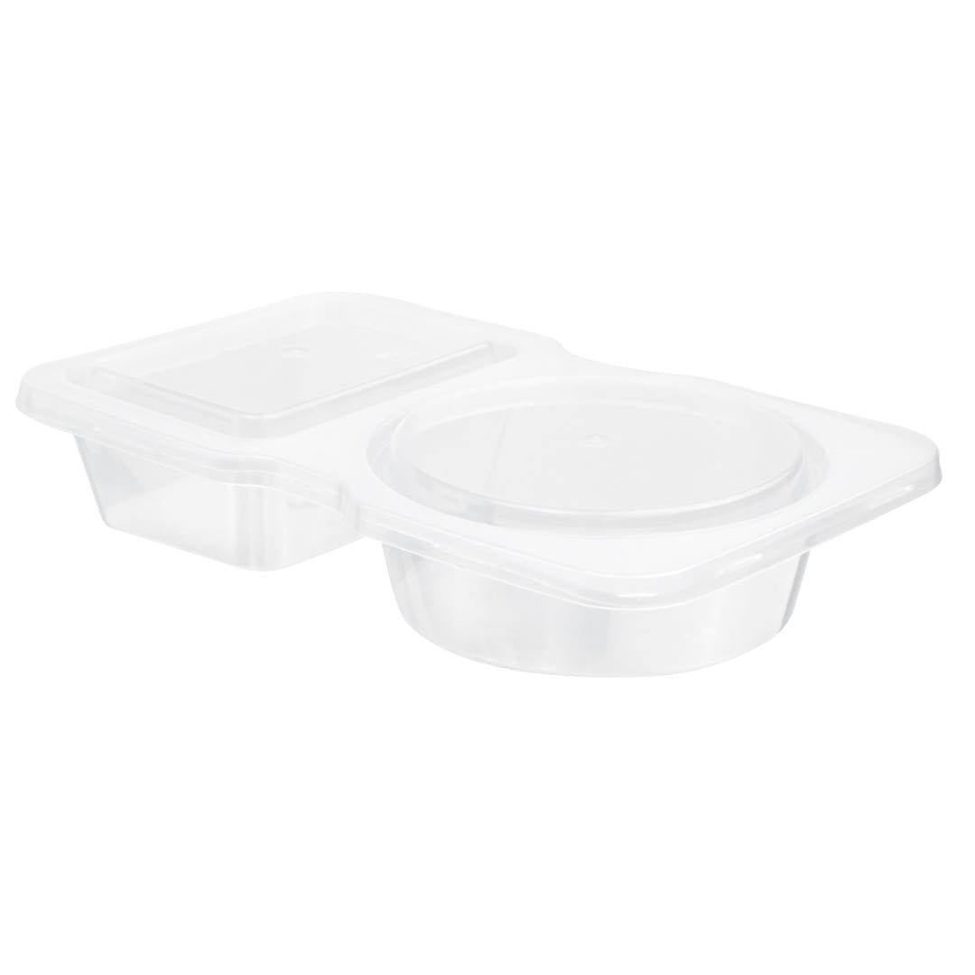 Futura 25 oz Silver Plastic Take Out Container - with Clear Lid,  Microwavable - 6 3/4 x 4 1/2 x 2 1/4 - 100 count box