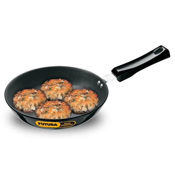 Futura Black Aluminium Frying Pan 22 Cm | Hard Anodised Fry Pan, Small Frying Pan (AF22)