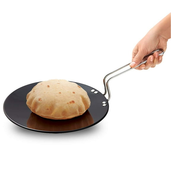 Futura Hard Anodised Roti Tava 26cm, 4.88mm Thick Induction Compatible | Black Aluminium Paratha Tawa (IART26)