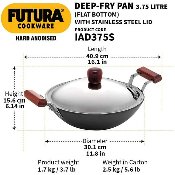 Futura Hard Anodized Deep Fry Pan 30cm with SS Lid and Induction Base
