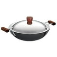 thumbnail image 1 of Futura IL26 Induction Compatible Hard Anodized Flat Bottom Deep Fry Pan / Kadhai with Stainless Steel Lid, 3.75 Liter, 1 of 7