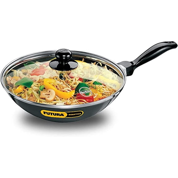 Futura Non-Stick Deep-Fry Pan(Kadhai) 2.0 Litre with Glass Lid and Flat Bottom