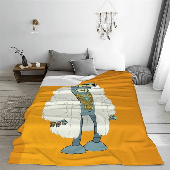 Futurama Cartoon Printing Throw Blanket, All Seasons Flannel Fleece Blanket, Soft & Warm Plush Blankets for Couch Sofa Bed Camping Travel, 40"x30"