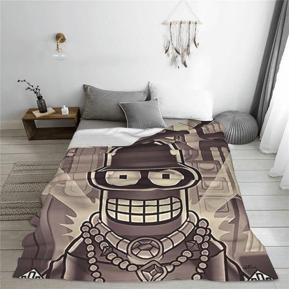 Futurama Cartoon Printing Throw Blanket, All Seasons Flannel Fleece Blanket, Soft & Warm Plush Blankets for Couch Sofa Bed Camping Travel, 40"x30"