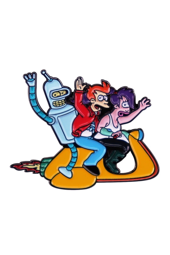 Futurama Characters on Space Ship 1 Inch Tall Enamel Metal Pin