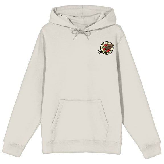 Futurama Planet Espresso Logo Long Sleeve Adult Sand Hooded Sweatshirt-Medium