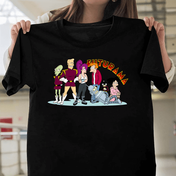 Futurama Planet Express Crew Fry Bender Leela Cartoon Sci Fi Animation V1130236 Unisex T-Shirt, Size Up to 5XL