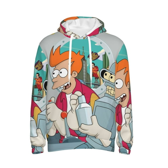 Futurama Trendy Cartoon Men'S Fleece Hooded Hoodie, hoodies for women men with pockets,Fall Fashion 2025 Pullover Sweaters Winter Clothes