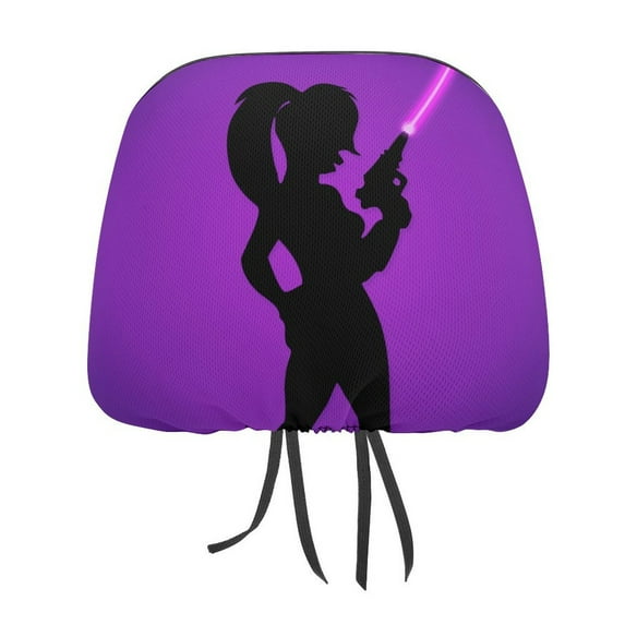 Futurama Turanga Leela Car Headrest Cover Decor Vehicles Seat Pillow Cover Protector Accessories Auto Front/Rear Seats Head Rest Cover Universal Fit Most Cars Sedan SUV Van