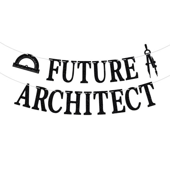 Future Architect Banner, Congrats Grad/So Proud of You, College Bachelor/Master Graduation Party Decorations Supplies, Black Glitter