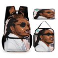 thumbnail image 1 of Future Backpack  Rapper 17 Inch 3 Piece Set with Insulated Lunch Bag and Pencil Case, Bookbag Laptop Backpack Cartoon Durable Lightweight Casual Backpack, 1 of 8