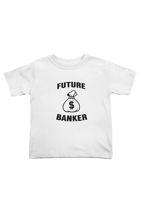 Future Banker Funny Toddler T-Shirts for Boys Girls (White, Youth S)