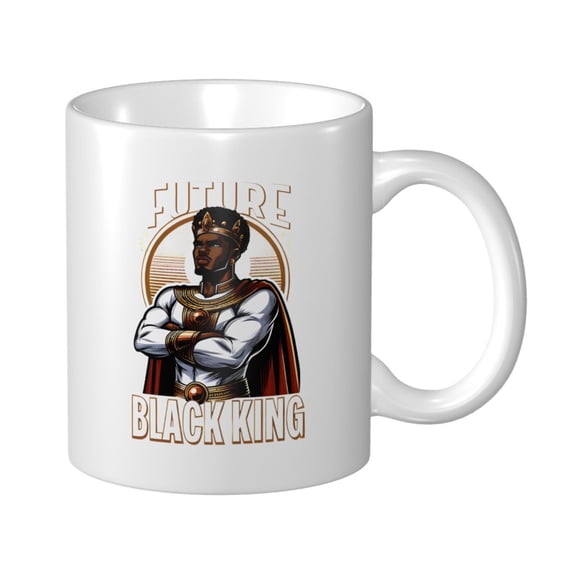 Future Black King Ceramic Coffee Mug, Black History Month Gift for Black Women Men - 11oz Tea Mug, Empowering African American Tea Cup, Melanin Gifts