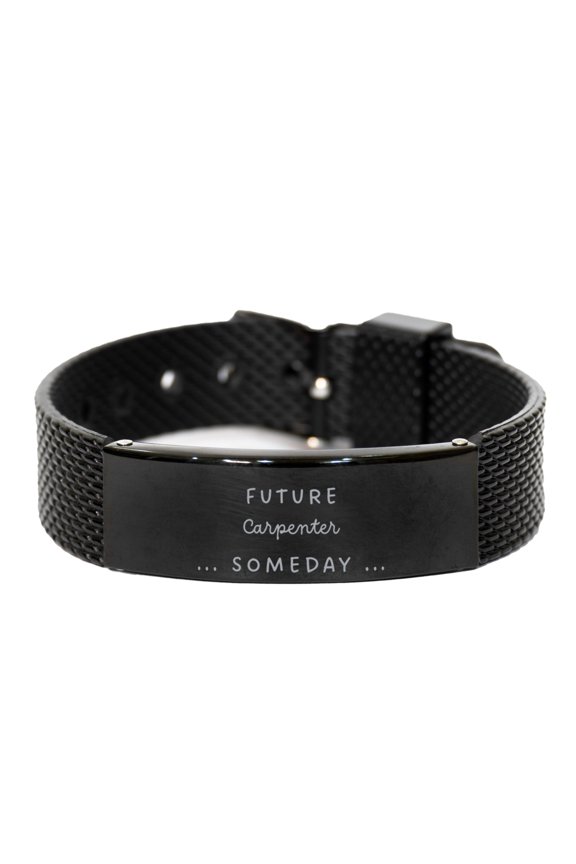 Future Carpenter Black Shark Mesh Bracelet - Inspirational Graduation Gift for Carpenter - Confidence-Boosting Wristwear for Aspiring Carpenters - Unique Christmas Surprise for Carpentry Enthusiasts