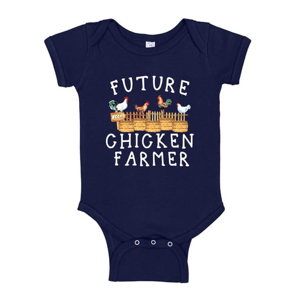 Future Chicken Farmer Baby Bodysuit One Piece 24 mo Navy Blue