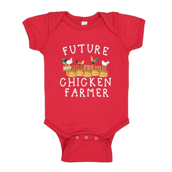 Future Chicken Farmer Baby Bodysuit One Piece 24 mo Red