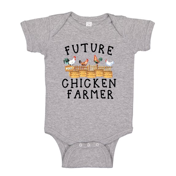 Future Chicken Farmer Baby Bodysuit One Piece NB Athletic Heather