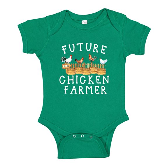 Future Chicken Farmer Baby Bodysuit One Piece NB Kelly Green