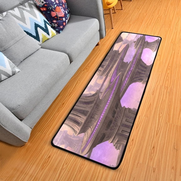 Future City Elegant Area Rug 72" x 24" Non-Slip Polyester with Cotton Padding